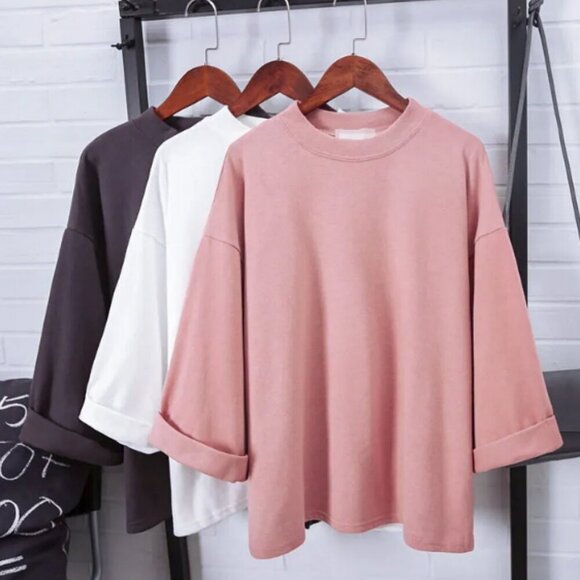 NWT Boxy 3/4 Sleeves Tee Shirt  Pink - Picture 3 of 14